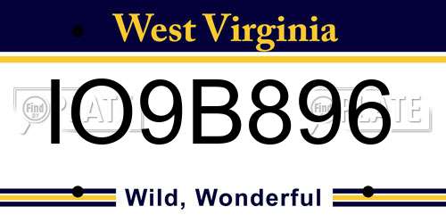 IO9B896 West Virginia License Plate