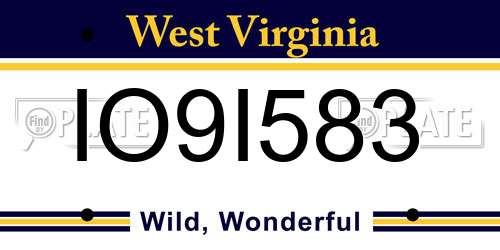 IO9I583 West Virginia License Plate