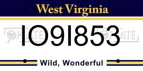 IO9I853 West Virginia License Plate