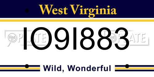 IO9I883 West Virginia License Plate