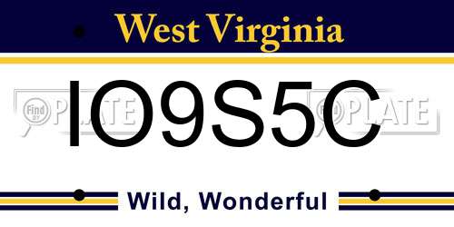 IO9S5C West Virginia License Plate