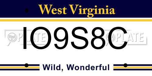 IO9S8C West Virginia License Plate