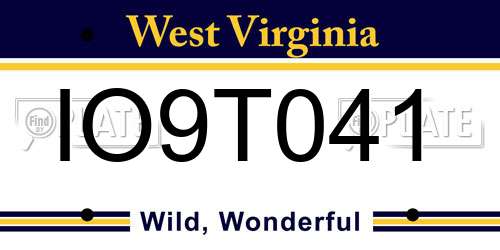 IO9T041 West Virginia License Plate