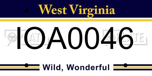IOA0046 West Virginia License Plate
