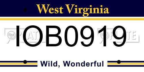 IOB0919 West Virginia License Plate