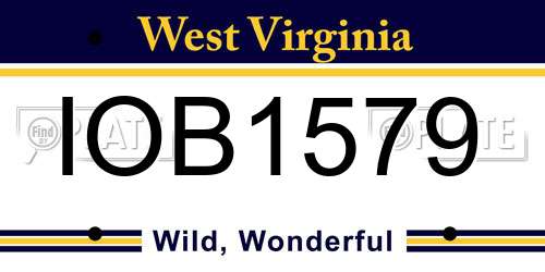 IOB1579 West Virginia License Plate