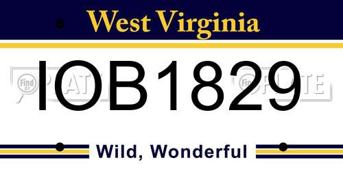 IOB1829 West Virginia License Plate