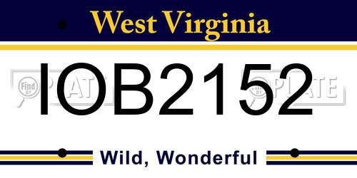IOB2152 West Virginia License Plate