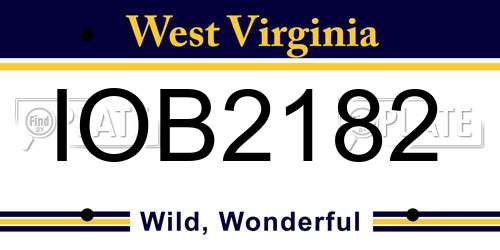 IOB2182 West Virginia License Plate