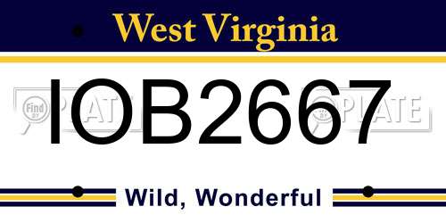 IOB2667 West Virginia License Plate
