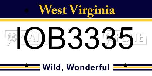 IOB3335 West Virginia License Plate