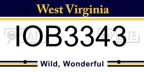 IOB3343 West Virginia License Plate