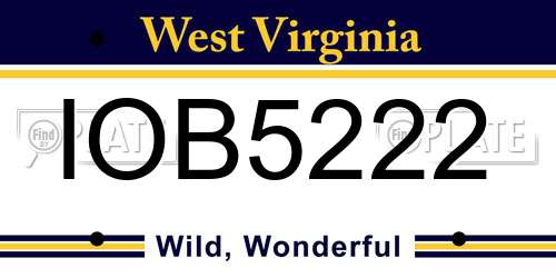 IOB5222 West Virginia License Plate