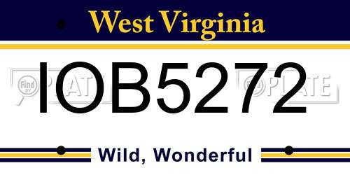 IOB5272 West Virginia License Plate