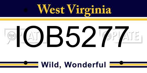 IOB5277 West Virginia License Plate