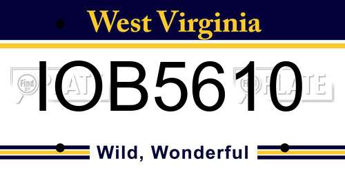 IOB5610 West Virginia License Plate