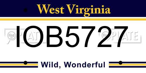 IOB5727 West Virginia License Plate