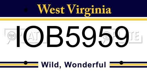 IOB5959 West Virginia License Plate