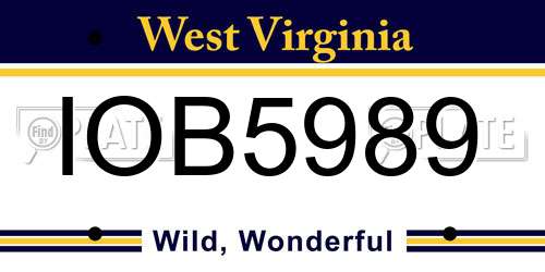 IOB5989 West Virginia License Plate