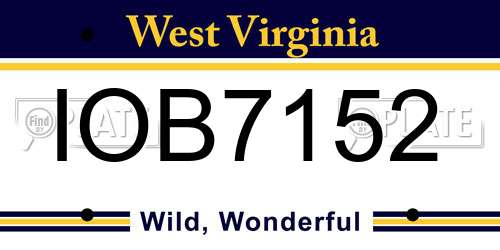 IOB7152 West Virginia License Plate