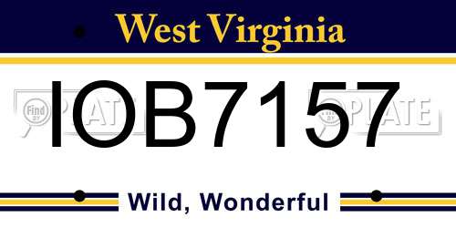 IOB7157 West Virginia License Plate
