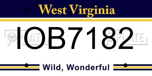 IOB7182 West Virginia License Plate
