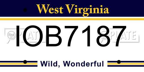 IOB7187 West Virginia License Plate