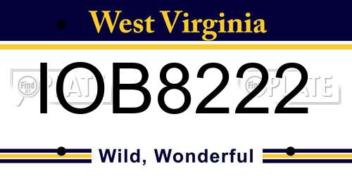 IOB8222 West Virginia License Plate