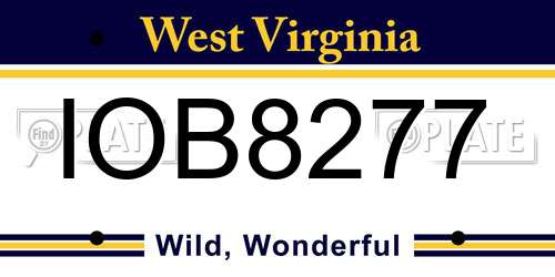IOB8277 West Virginia License Plate