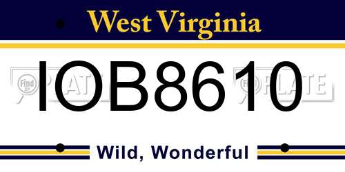 IOB8610 West Virginia License Plate
