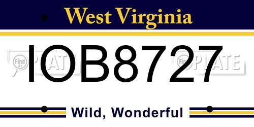IOB8727 West Virginia License Plate