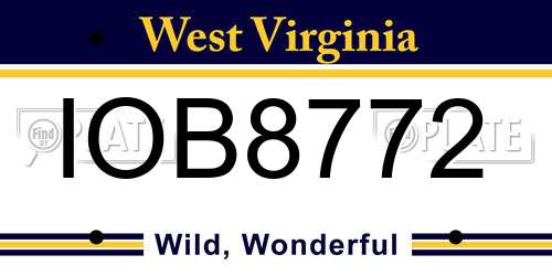 IOB8772 West Virginia License Plate