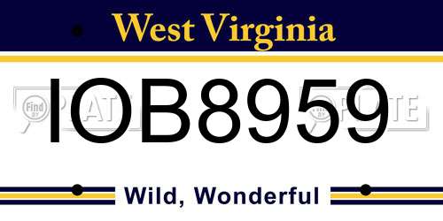 IOB8959 West Virginia License Plate