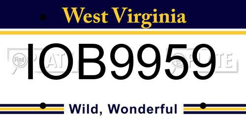 IOB9959 West Virginia License Plate