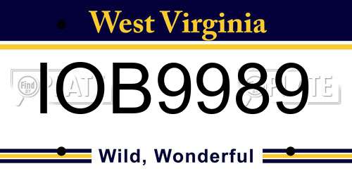 IOB9989 West Virginia License Plate