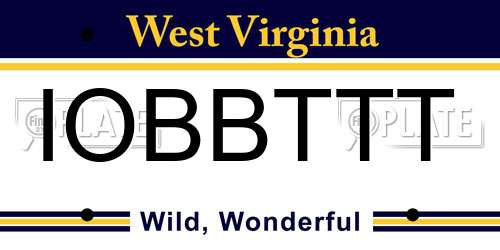 IOBBTTT West Virginia License Plate