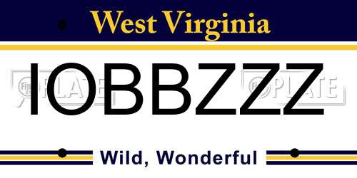IOBBZZZ West Virginia License Plate