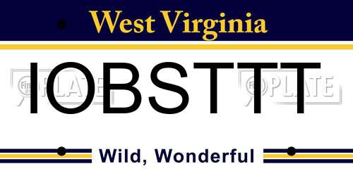 IOBSTTT West Virginia License Plate