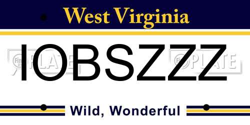 IOBSZZZ West Virginia License Plate
