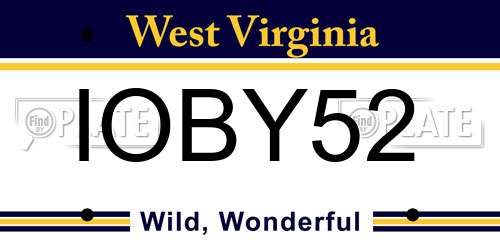 IOBY52 West Virginia License Plate