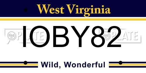 IOBY82 West Virginia License Plate