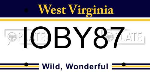 IOBY87 West Virginia License Plate