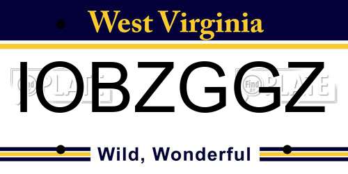 IOBZGGZ West Virginia License Plate