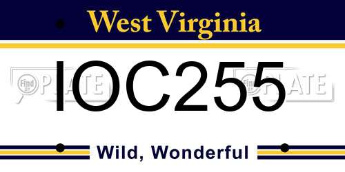 IOC255 West Virginia License Plate