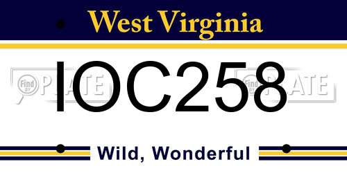 IOC258 West Virginia License Plate