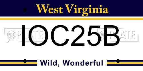IOC25B West Virginia License Plate