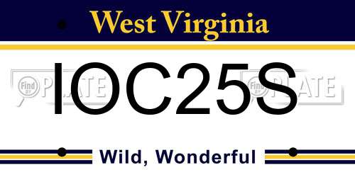 IOC25S West Virginia License Plate