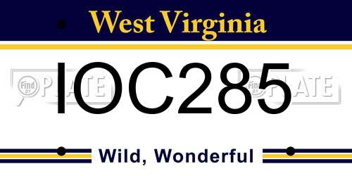 IOC285 West Virginia License Plate