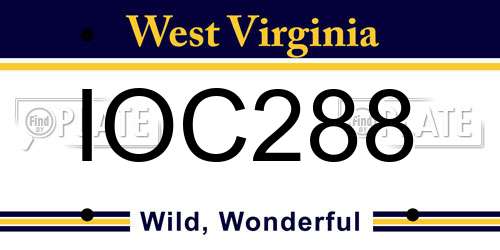 IOC288 West Virginia License Plate