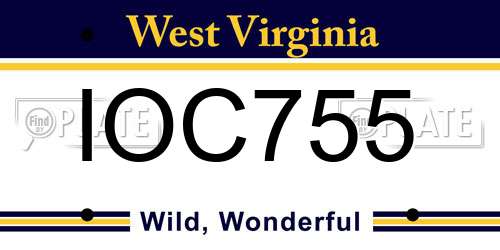 IOC755 West Virginia License Plate